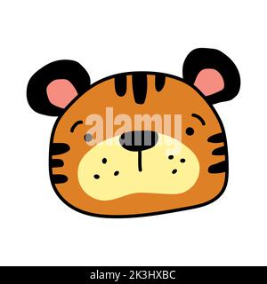 Einfache Doodle-Illustration eines Tigerkopfes. Vektorgrafik. Stock Vektor