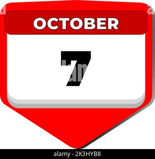 7 Oktober Vektor-Symbol Kalendertag. 7 Datum Oktober. Siebter Tag im Oktober. 7. Datumsnummer. 7-Tage-Kalender. Sieben Datum. Unabhängigkeitstag von Elfenbein Stock Vektor