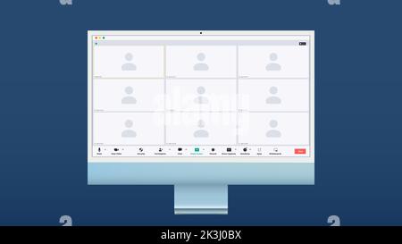 Benutzeroberfläche für Videokonferenzen, Fenster für Videokonferenzanrufe Stock Vektor