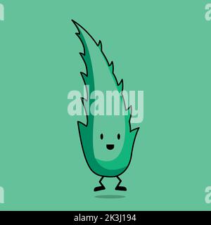 Fröhlicher Aloe-Charakter. Aloe einfache flache Illustration. Vektorgrafik Stock Vektor