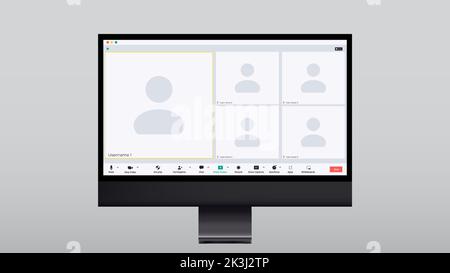 Realistisches Computervideo für die Standortgestaltung. Vorlagenmockup. Stock Vektor