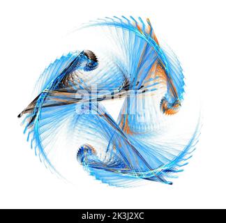 Dreieckige abstrakte Form. Abstrakte fraktale Grafiken. Designelement. Mehrfarbig. Weißer Hintergrund Stockfoto