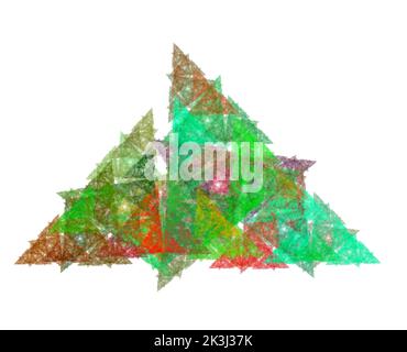 Dreieckige abstrakte Form. Abstrakte fraktale Grafiken. Designelement. Mehrfarbig. Weißer Hintergrund Stockfoto