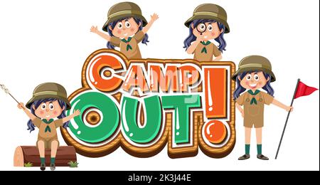 Gruppe von Kindern Camping aus Illustration Stock Vektor