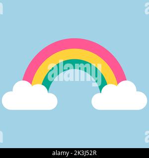 Illustration eines Regenbogens und zweier Wolken. Pastelltöne. Vektorbild. Stock Vektor