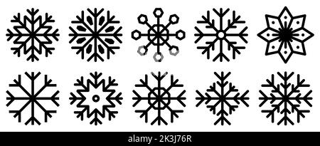 Snowflake Icons Kollektion. Vektordarstellung auf weißem Hintergrund isoliert Stock Vektor