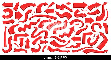 Rote Pfeilzeichen gesetzt. Sammlung Symbole oder Design-Elemente für Web-Design, mobile Apps, Schnittstelle. Vektorgrafik Stock Vektor