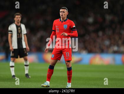 London, Großbritannien. 26.. September 2022; Wembley Stadium, London, England: Fußball der UEFA Nations League, England gegen Deutschland; Phil Foden von England Credit: Action Plus Sports Images/Alamy Live News Stockfoto