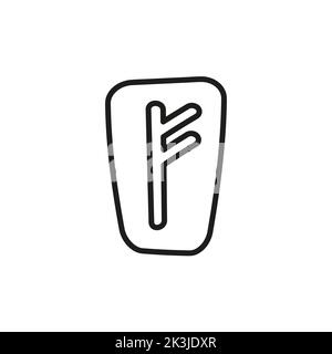 Fehu Rune auf einen Stein geschrieben. Vektorgrafik. Isoliert auf Weiß. Handgezeichneter Stil. Stock Vektor