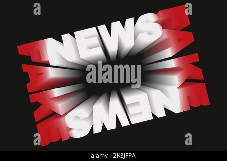 Kreative Fake News Banner Hintergrund. Aktuelle Fake News für TV-Daten oder soziale Medien. Konzept für falsche Medieninformationen. Horizontales Poster für Ankündigungen Stock Vektor