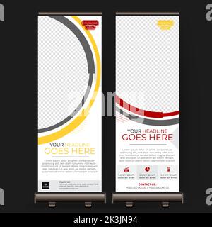 Kreative moderne minimalistische Banner Design Vorlage rot Graustufen gelb Form bunten Vektor Stock Vektor