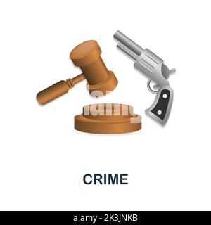 Symbol „Verbrechen“. 3D Illustration aus der Kriminalsammlung. Creative Crime 3D-Symbol für Webdesign, Vorlagen, Infografiken und mehr Stock Vektor