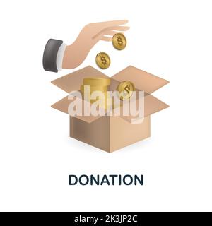 Symbol für Spende. 3D Illustration aus der Crowdfunding-Kollektion. Kreative Spende 3D Symbol für Webdesign, Vorlagen, Infografiken und mehr Stock Vektor