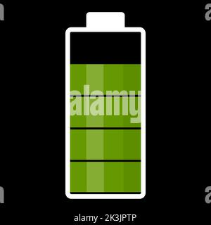 Eine Abbildung einer fast vollen Akkuladung. Grüne Farbe. Vektorbild. Stock Vektor