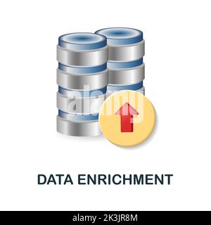 Symbol für Datenanreicherung. 3D Abbildung aus der Kundenbeziehungssammlung. Creative Data Enrichment 3D-Symbol für Webdesign, Vorlagen, Infografiken Stock Vektor