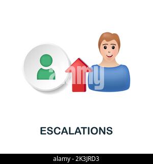 Symbol für Eskalationen. 3D Abbildung aus der Kundenbeziehungssammlung. Creative Escalations 3D-Symbol für Webdesign, Vorlagen, Infografiken und mehr Stock Vektor