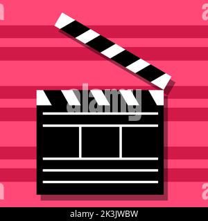 Flaches Bild von Clapperboard. Vektorgrafik. Stock Vektor