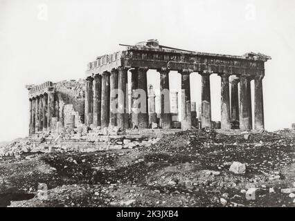 Der Parthenon auf der Akropolis, Athen, Griechenland, um 1850. Möglicherweise nach einer Arbeit des französischen Journalisten und Fotografen Eugene Piot, 1812 - 1890 Stockfoto