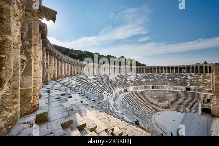 Das antike römische Theater von Aspendos, Aspendos Ancient City, Antalya, Türkei Stockfoto