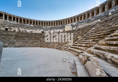 Das antike römische Theater von Aspendos, Aspendos Ancient City, Antalya, Türkei Stockfoto