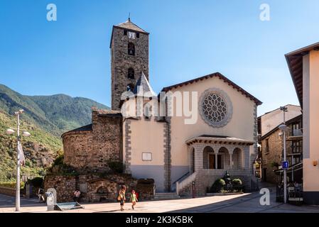 2022, 27.. Juli; Kathedrale von Andorra: Kirche Sant Esteve, romanischen Ursprungs, in der Hauptstadt von Andorra Stockfoto