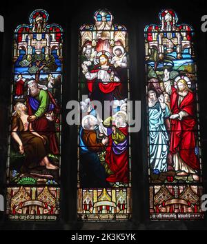 William Smith Buntglasfenster, St. Marys Kirche, Kirkgate, Tadcaster, Yorkshire, ENGLAND, GROSSBRITANNIEN, LS24 9BL Stockfoto