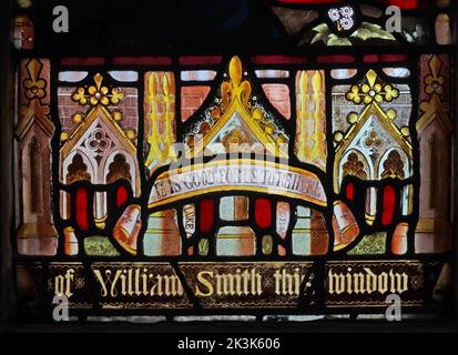 William Smith Buntglasfenster, St. Marys Kirche, Kirkgate, Tadcaster, Yorkshire, ENGLAND, GROSSBRITANNIEN, LS24 9BL Stockfoto