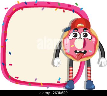 Donut Cartoon-Rahmen für Text Vorlage Illustration Stock Vektor