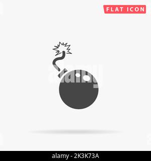 Symbol für flache Bombe. Handgezeichnete Design-Illustrationen. Stock Vektor