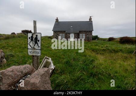 September 2022: Isle of Canna, Inner Hebrides, Schottland die Schule Stockfoto