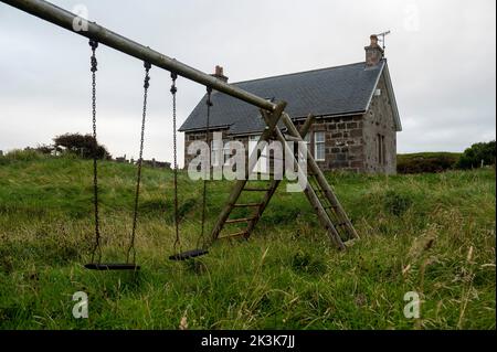 September 2022: Isle of Canna, Inner Hebrides, Schottland der Schulhof Stockfoto