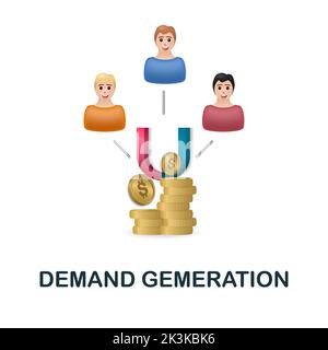 Symbol für Bedarfsemeration. 3D Abbildung aus der Kundenbeziehungssammlung. Creative Demand Gemeration 3D Symbol für Webdesign, Vorlagen Stock Vektor