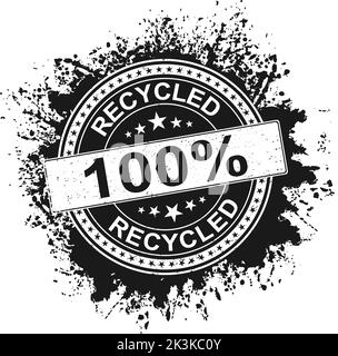 Abbildung mit einem Gummistempel, der zu 100 % recycelten Text und Symbol zeigt Stock Vektor