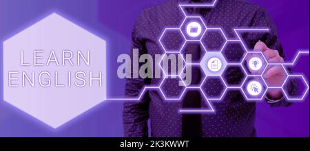 Konzeptionelle Darstellung Englisch lernen. Business Showcase Universal Language Einfache Kommunikation und Verständnis Stockfoto