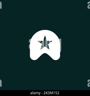 Ein Vektor aus weißem Symbol mit einem Stern auf schwarzem Hintergrund Stock Vektor