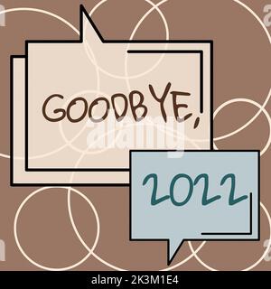 Textunterschrift mit Auf Wiedersehen 2022. Geschäftsübersicht Silvester Meilenstein im letzten Monat Übergang zur Festlichkeit Stockfoto
