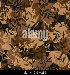 Liana breitet braune Blätter schrunkert nahtlose Muster Hintergrund Vektor Stock Vektor