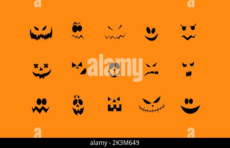 Silhouette Gesicht Illustration, gruselige Monster Kürbisse für Halloween. Stock Vektor