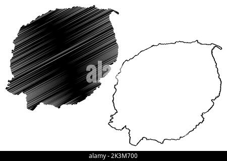 Baluan Island (Neuguinea, Pazifischer Ozean, Bismarck-Archipel, Admiralty Islands) Kartenvektordarstellung, Scribble-Skizze Saint Patrick Karte Stock Vektor