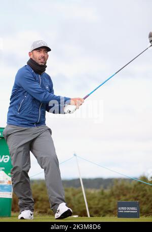 Fife, Schottland, Großbritannien, 27.. September 2022, Pablo Larrazabal, spielt eine Übungsrunde auf dem berühmten St. Andrews Old Course, beim Alfred Dunhill Cup Stockfoto