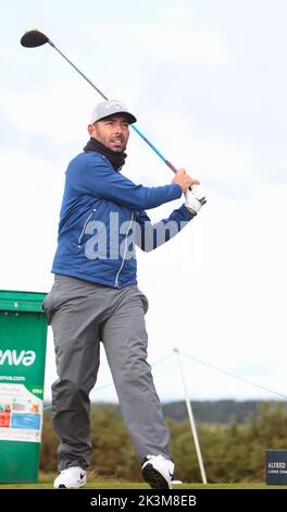 Fife, Schottland, Großbritannien, 27.. September 2022, Pablo Larrazabal, spielt eine Übungsrunde auf dem berühmten St. Andrews Old Course, beim Alfred Dunhill Cup Stockfoto