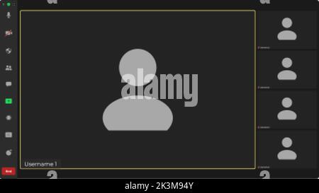 Video-Chat-Benutzeroberfläche. Überlagerung des Fensters „Videoanrufe“. Symbol für Videokonferenz. Vorlage Für Videoanrufe. Flache Vektorgrafik Der Meeting-App. Stock Vektor