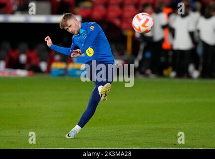 Sheffield, England, 27.. September 2022. Tommy Doyle aus England beim Internationalen Freundschaftsspiel in der Bramall Lane, Sheffield. Bildnachweis sollte lauten: Andrew Yates / Sportimage Stockfoto