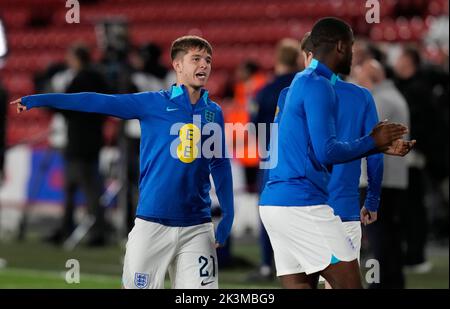 Sheffield, England, 27.. September 2022. James McAtee aus England beim Internationalen Freundschaftsspiel in der Bramall Lane, Sheffield. Bildnachweis sollte lauten: Andrew Yates / Sportimage Stockfoto