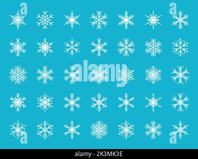 Vector Set von verschiedenen Schneeflocken. Vektorgrafik Stock Vektor