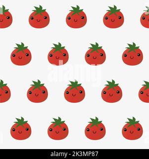 Nahtloser Hintergrund mit roten Tomaten. Vektor-Illustration von reifen Tomaten. Leckere Tomaten. Stockfoto