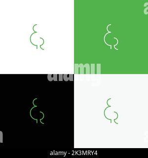 Ein Baumlogo mit modernen und raffinierten Initialen des er-Buchstabens Stock Vektor