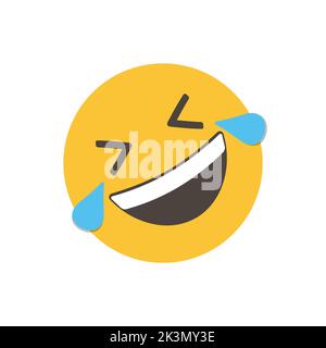 Rollen auf dem Boden lachend. Lustige gelbe Emoticon. Lächelnde Emoticon Charakter-Design. Isoliert 3D. Vector Emoticon. Für Interface Stock Vektor