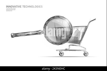 Warenkorb Low Poly Design 3D. Online shop smartphone Markt Technologie. Vector Illustration Stock Vektor