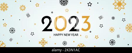 2023 Frohes Neues Jahr Banner. Abbildung: Feiertage Stock Vektor